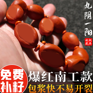 爆红九阴一阳生命之源橄榄核手串胡浮雕南工订定做制文玩链根缘门