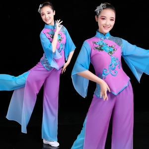 胶州秧歌服装新款套装民族演出服成人女中老年广场舞扇子舞蹈服饰