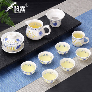 玲珑镂空蜂窝功夫泡茶具套装陶瓷家用创意泡茶杯简约茶艺简易工夫