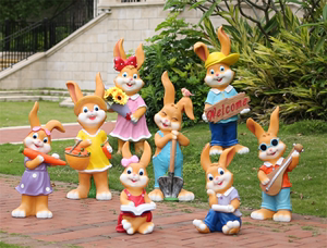 户外创意卡通动物兔子树脂玻璃钢雕塑园林景观庭院幼儿园装饰摆件