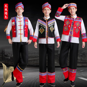 新款成人男士傈僳族演出服少数民族传统服装舞台表演服舞蹈服套装