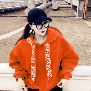 糖果色卫衣女2022年秋季新款今年流行设计感小众连帽字母oversize