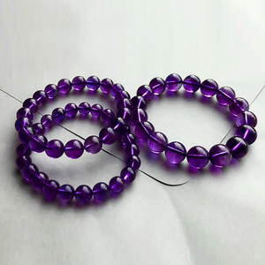 乌拉圭天然紫水晶手链女款紫晶手串简约紫色手镯首饰品生日礼物
