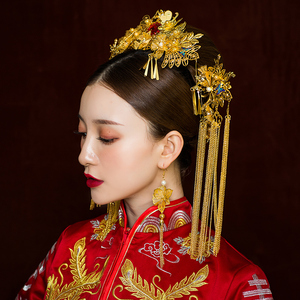 秀禾头饰新娘中式凤冠奢华大气结婚步摇禾服古装古代婚礼秀禾服女