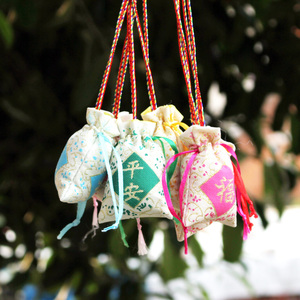 香包香囊五彩长绳挂脖香包 端午节平安福字袋小孩挂脖 空袋子销售