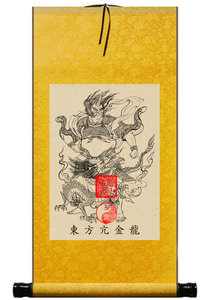 东方亢金龙-中华道家星宿神像挂轴-灵一守玄坛-道教护佑启智像-卡