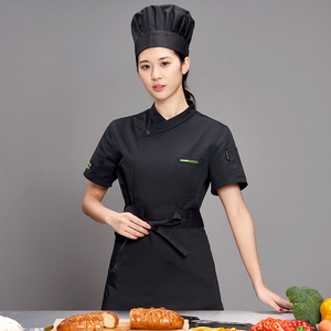 高档厨师工作服女短袖夏季餐饮厨房时尚甜品蛋糕店烘焙面点师衣服