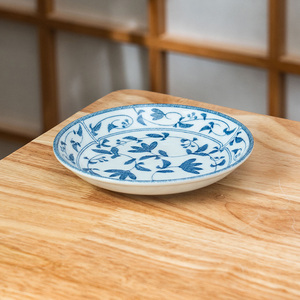 美浓烧日本进口釉下彩餐具陶瓷青花盘子菜盘家用饺子盘备菜盘日式