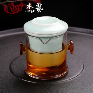 加厚耐热双耳玻璃泡 青瓷泡茶器茶壶不锈钢过滤 红茶泡茶海