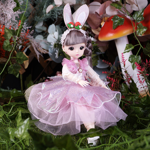 小舞兔会唱歌发光灯光女孩玩具节日生日礼物长裙婚纱小公主洋娃娃