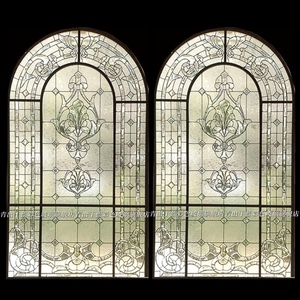 定做艺术玻璃现代简约镶嵌玻璃蒂凡尼屏风玄关隔断弧形门窗户装饰