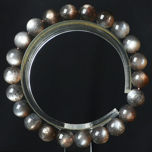 天然超七黑骨干月光石手链女 一字猫眼银月光日光石手串 发丝顺密