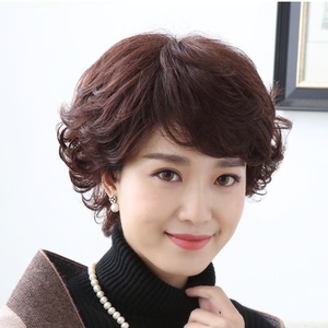 蓬松短发时高贵气质发型短卷发女士中年人假发中老年假发套蛋卷头
