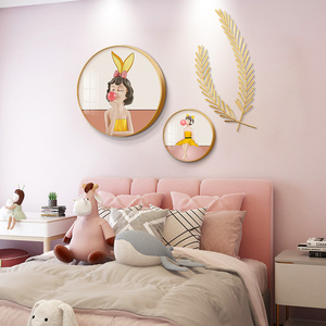 儿童房装饰画女孩卧室床头背景墙壁画卡通动漫公主房间小清新挂画