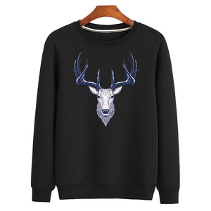 男纯棉秋冬加绒加厚鹿头印花保暖内搭全棉打底衫notee男装旗舰店