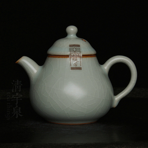 台湾蔡晓芳汝窑壶 天青 梨形壶 晓芳窑小梨壶 汝瓷开片功夫泡茶壶