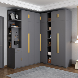 转角衣柜90°l型简约现代卧室家用实木质组装 平开门北欧大衣橱