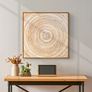 回到山中北欧原木风装饰画客厅墙挂画抽象年轮木纹米色玄关柜壁画