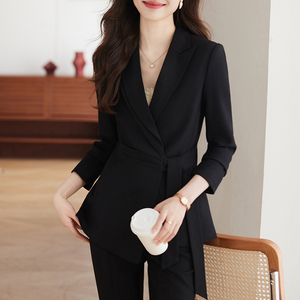 高端西装套装职业正装女气质女神范时尚韩版收腰显瘦黑色西服外套