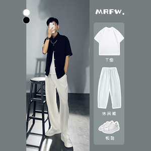 莱德的搭配 6.29黑衬衫白裤子穿搭原创衬衣男生垂感高街ins