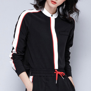 春季套装女装时尚名媛两件套2018新款韩版宽松休闲阔腿裤衬衫长袖