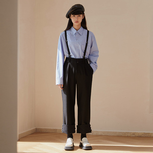 【狂欢价】omont蛋挞家 复古可拆卸背带西装长裤女春秋季直