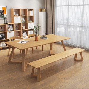 北欧实木书桌客厅大长桌家用双人学习桌书法桌简约大桌子工作台
