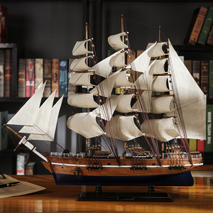 一帆风顺帆船摆件仿真模型创意实木办公室商务复古装饰品摆件大号