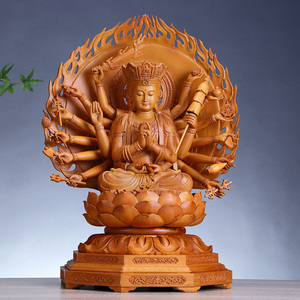 准提佛母佛像供奉家用准提菩萨准胝观音菩萨摆件 实木手工雕刻