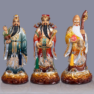 福禄寿三星神像家用供奉纯铜寿星福星禄星三星高照喜财摆件祝寿礼