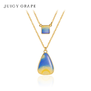 Juicy Grape蓝色星月夜轻奢小众设计锁骨链气质项链