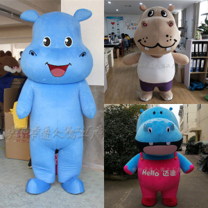 定制充气玩偶服演出公仔宣传吉祥物气模河马卡通人偶服装行走模型