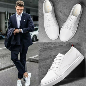 西装小白鞋男鞋真皮韩版潮流百搭牛皮白色西裤休闲板鞋明星同款鞋