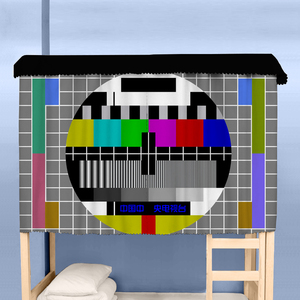 关机插画电视台休息黑客休眠游戏结束床帘男女生寝室上下铺遮光帘