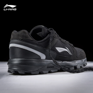 李宁跑步鞋男鞋2021秋季高达耐磨防滑户外黑色公路休闲男子运动鞋