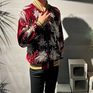 s家风格红烟花夹克高街帝