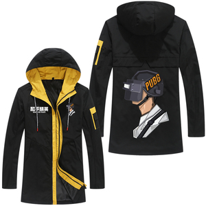 游戏绝地求生吃鸡精英和平刺激战场中长款风衣大码连帽过膝衣服男