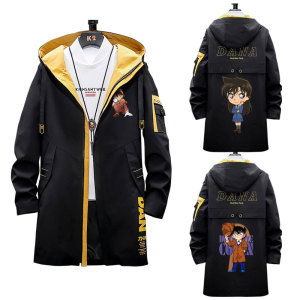 日漫名侦探柯南衣服工藤新一周边中长款夹克连帽风衣男女潮流外套