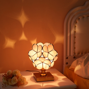 全铜玻璃花朵卧室台灯 结婚房间温馨浪漫少女ins氛围感装饰床头灯