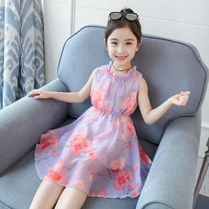 韩系女童夏装无袖连衣裙中大童雪纺洋气女孩公主裙小朋友5-9岁8背