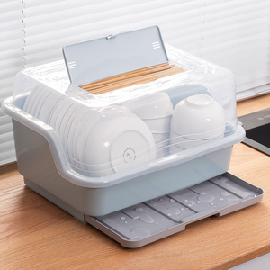 装碗筷收纳箱带盖家用碗筷沥水收纳盒厨房碗碟收纳柜放碗收纳盒