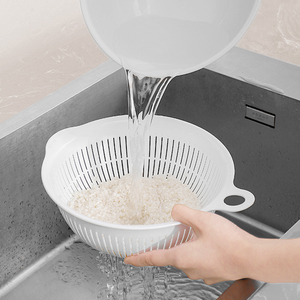 洗米筛淘米盆淋水篮厨房双层塑料沥水篮网筛漏盆沥水抗篮洗米神器