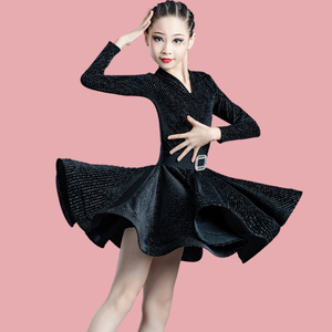 新款儿童拉丁舞裙女童舞蹈服装专业少儿比赛考级演出练功服秋冬