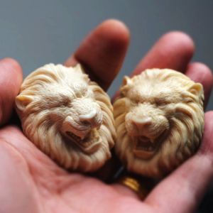 和顺斋猛犸象牙吊坠猛犸牙牌子饰品牙雕挂件雕件纯手工狮子面具