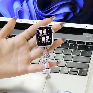 蚂蚁表带适用于苹果AppleiwatchS89金属珠子潘多拉风腕带智能配件