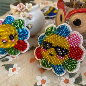 太阳情侣串珠十字绣珠绣小件挂件手工简单刺绣可爱自己绣钥匙扣