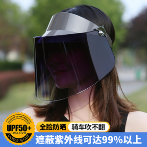 遮阳帽女2021新款防紫外线防晒帽遮脸面罩夏天大沿电动车太阳帽子