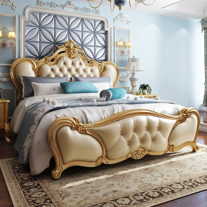 莎伦诗欧式床轻奢现代简约皮床主卧大双人床婚床2020年新款软包床