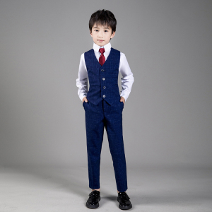 儿童西装套装花童礼服男童西服小男孩六一大童英伦蓝色合唱演出服