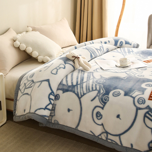 拉舍尔毛毯加厚冬季珊瑚绒办公室午睡毯床上用单人牛奶绒盖毯被子